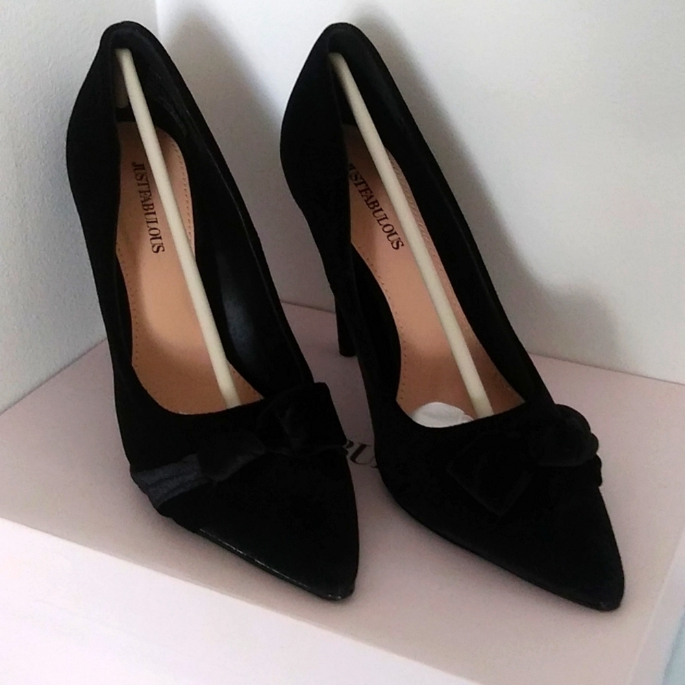 Pumps, Alice Black, 8.0 Stiletto velvet with vow heels pumps.